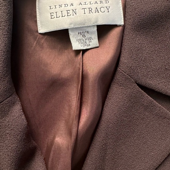 Ellen Tracy Blazer Womens Petite 6 Brown Pockets Button Wool - Picture 3 of 5
